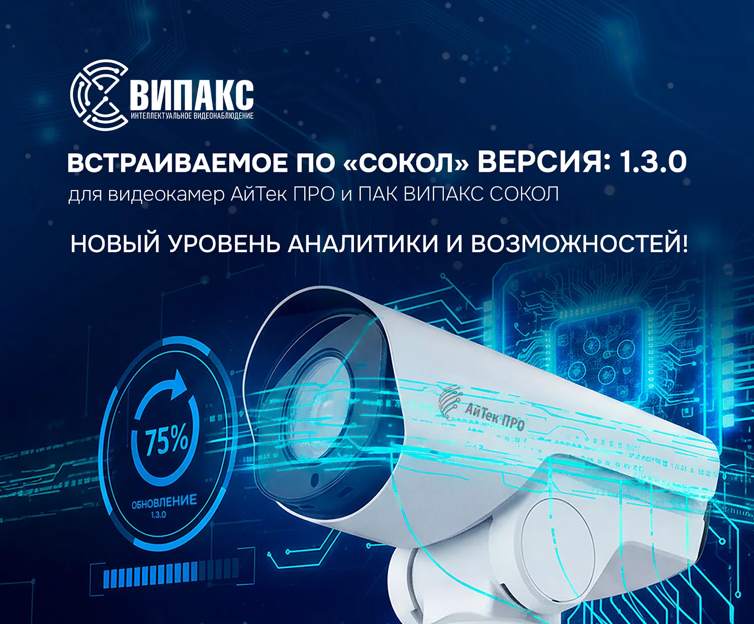 Встраиваемое ПО «СОКОЛ» Версия: 1.3.0 для видеокамер АйТек ПРО и ПАК ВИПАКС Сокол —  новый уровень аналитики и возможностей!